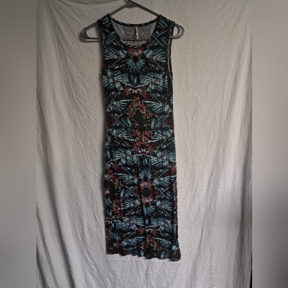 Free People Sleeveless Floral Print Midi Dress - Blue & Black